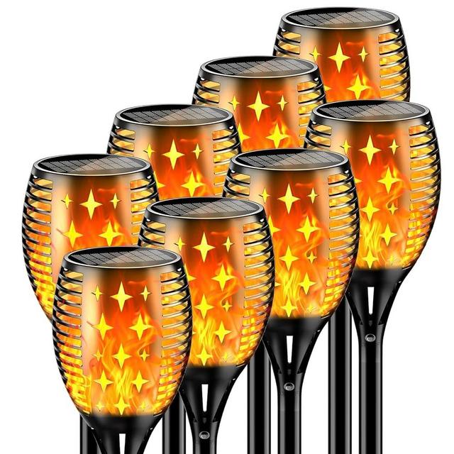 YoungPower Solar Outdoor Torch Lights Flickering Flame, 43" Outdoor Path Lights Waterproof Torch for Garden Yard Patio, 8 Pack
