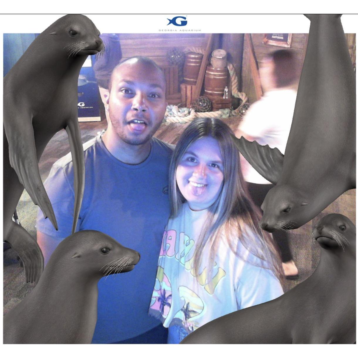 A relaxing date day at the Georgia Aquarium, sharing smiles with the seals.