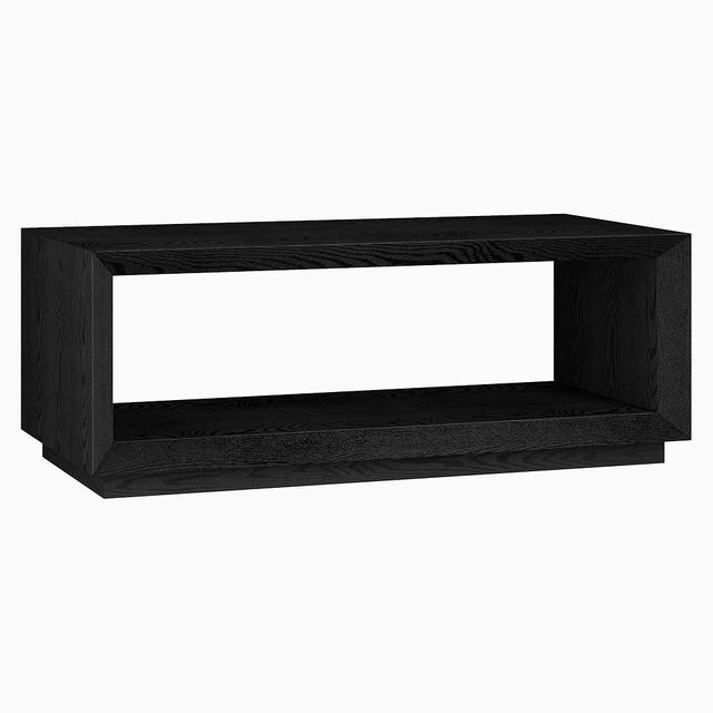 Henn&Hart 48" Rectangular Coffee Table with Open Storage Shelf for Living Room, Family Room, or Office, Natural Black