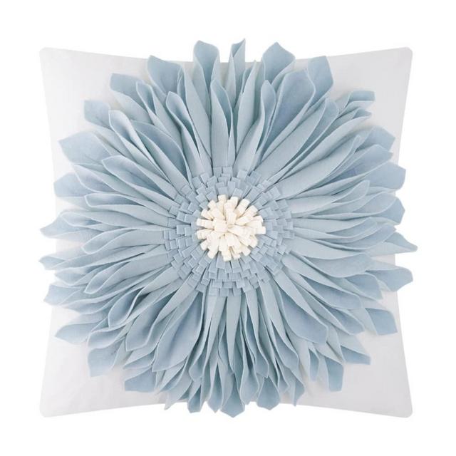 OiseauVoler 3D Sunflower Handmade Throw Pillow Covers Floral Pillowcases Decorative Pillow Shams Home Couch Bed Living Room Decor 18x18 Inch Blue