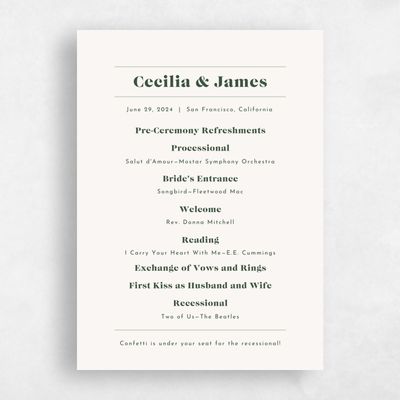 Beige Mist Wedding Program - Henrietta
