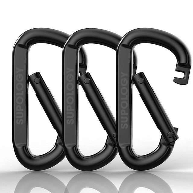 Heavy Duty Carabiner Clip, Steel Carabiners 1100lbs 3" D Shaped Spring Hook Small Clips for Hammocks, Hiking, Keychains, Outdoors and Gym, Dog Leash and Key Ring