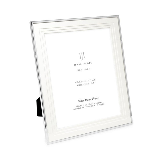 Isaac Jacobs 10x12 (Matted 8x10) Silver Metal Picture Frame, Triple Matted Classic Metal Photo Frame Made For Tabletop & Hanging Display, Photo Gallery and Wall Art (10x12 (Matted 8x10), Silver)