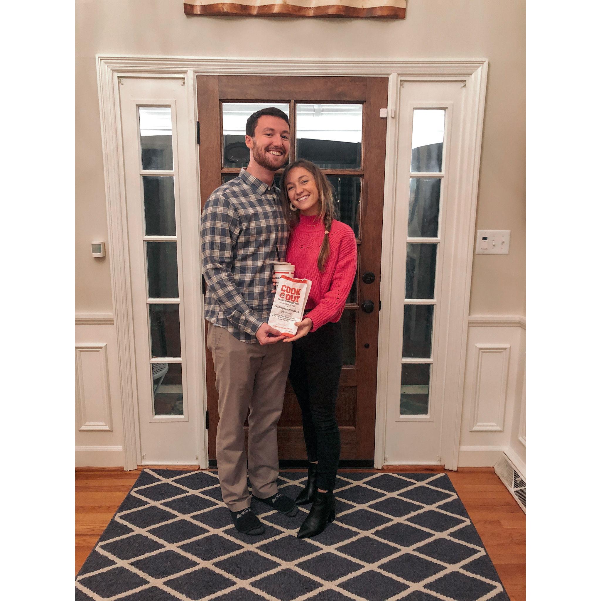 Annnnnd the most historical event of our entire relationship: Ken's first time having Cookout.