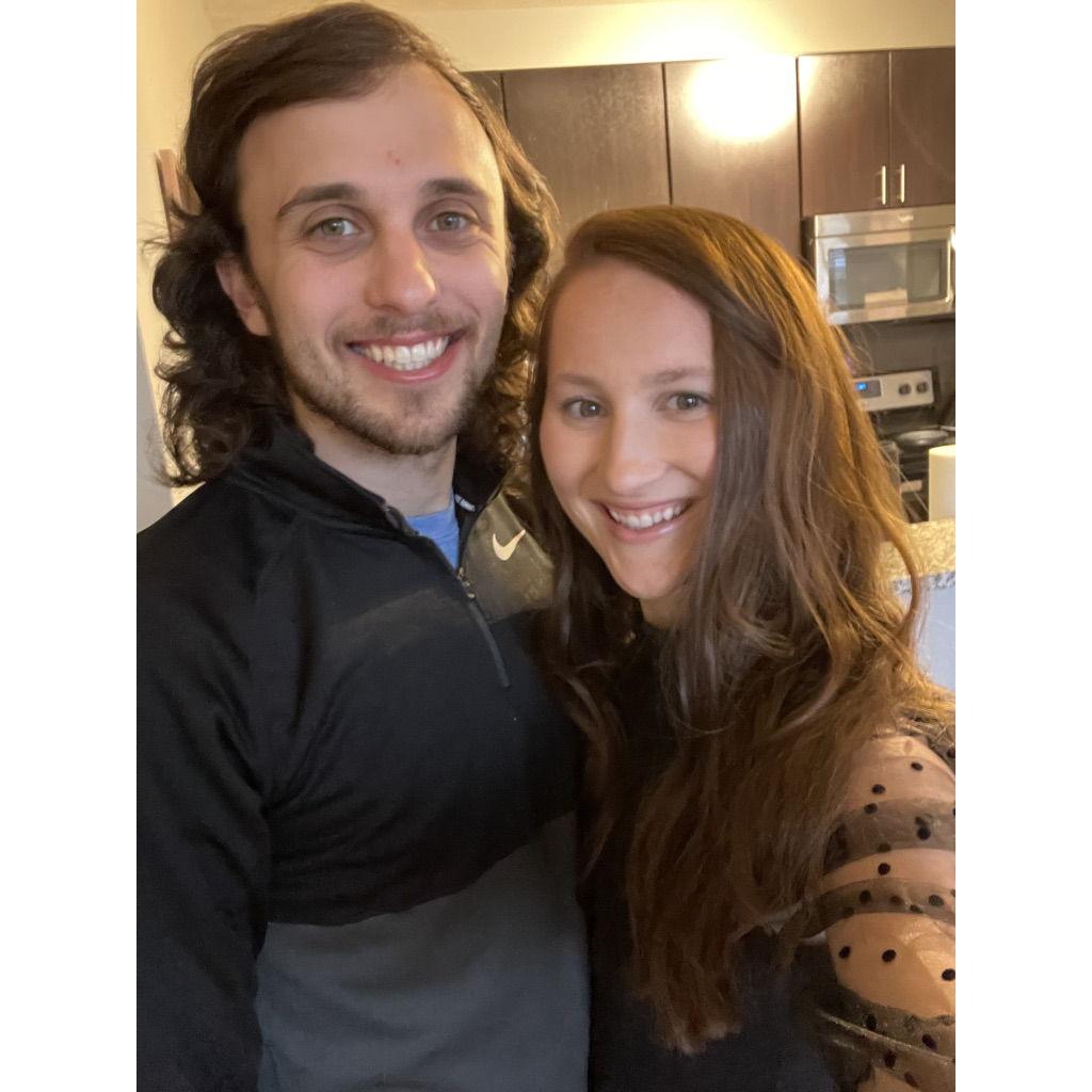 Hanging out at our first apartment together