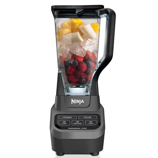 Ninja Professional Blender 1000W, Total Crushing Technology- Smoothies, Ice Crushing & Frozen Fruit, Full-Size Countertop Blender, 72-oz. Pitcher, Black & Grey, BL610