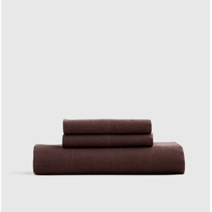 European Linen Fitted Sheet Set in Espresso Cal king