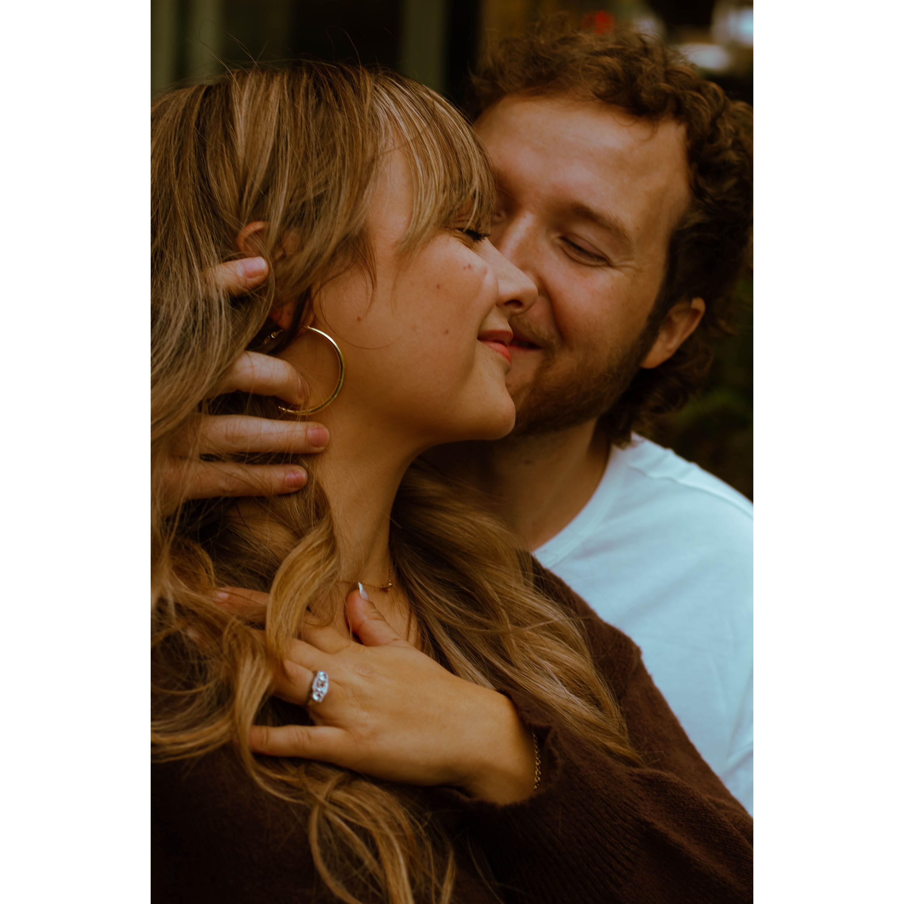 Showing off my beautiful family heirloom ring during engagement shoot