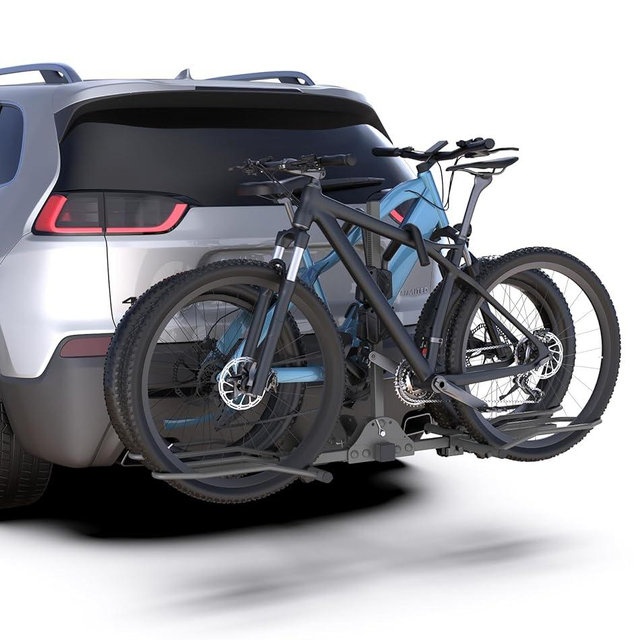CRINDAR 2-Bike Rack Hitch for Car, 160 Lbs Hitch Mount Platform Style Bicycle Carrier, Smart Tilting & Easy Fold for Car SUV Truck RV with 2”Receiver, Bike Rack Fits Up to 5-Inch Fat Tire E-Bikes