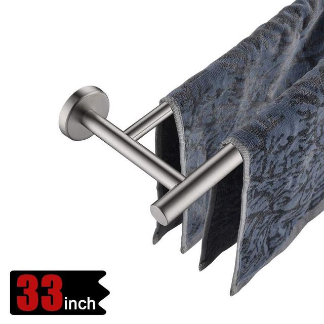 JQK Double Bath Towel Bar, 30 Inch Stainless Steel Towel Rack for Bathroom, Towel Holder Brushed Finished Wall Mount, 33 in Total Length, TB100L30-BN