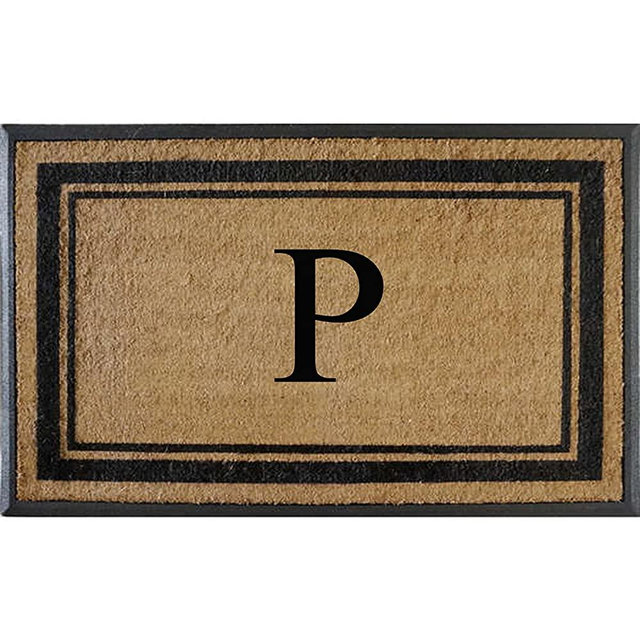 First Impressions Markham Border Double Door, Doormat, Monogrammed P, X-Large 30”X48”
