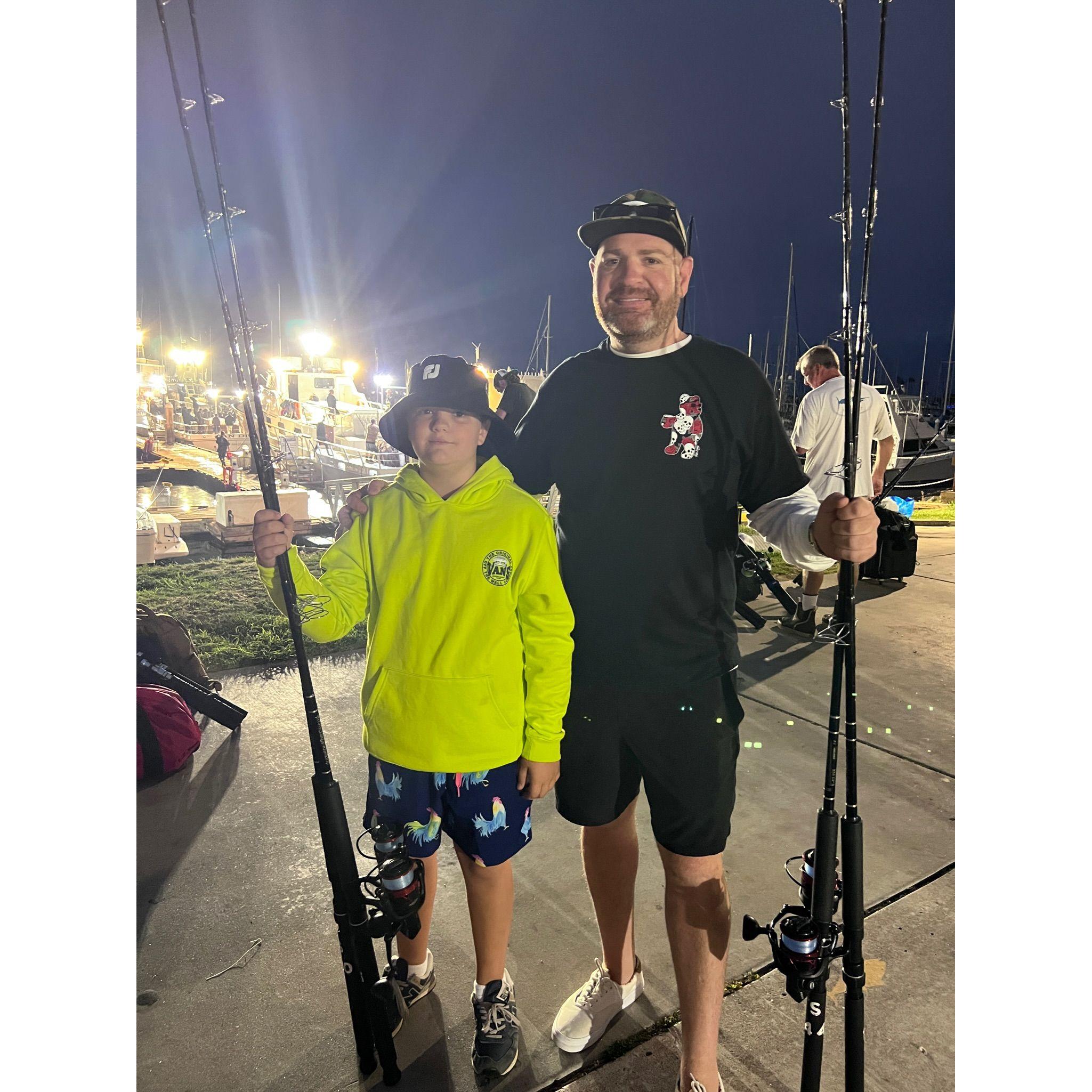 Carter has picked up fishing and golf as he has moved through middle school. Oliver loves spending time with him doing both.