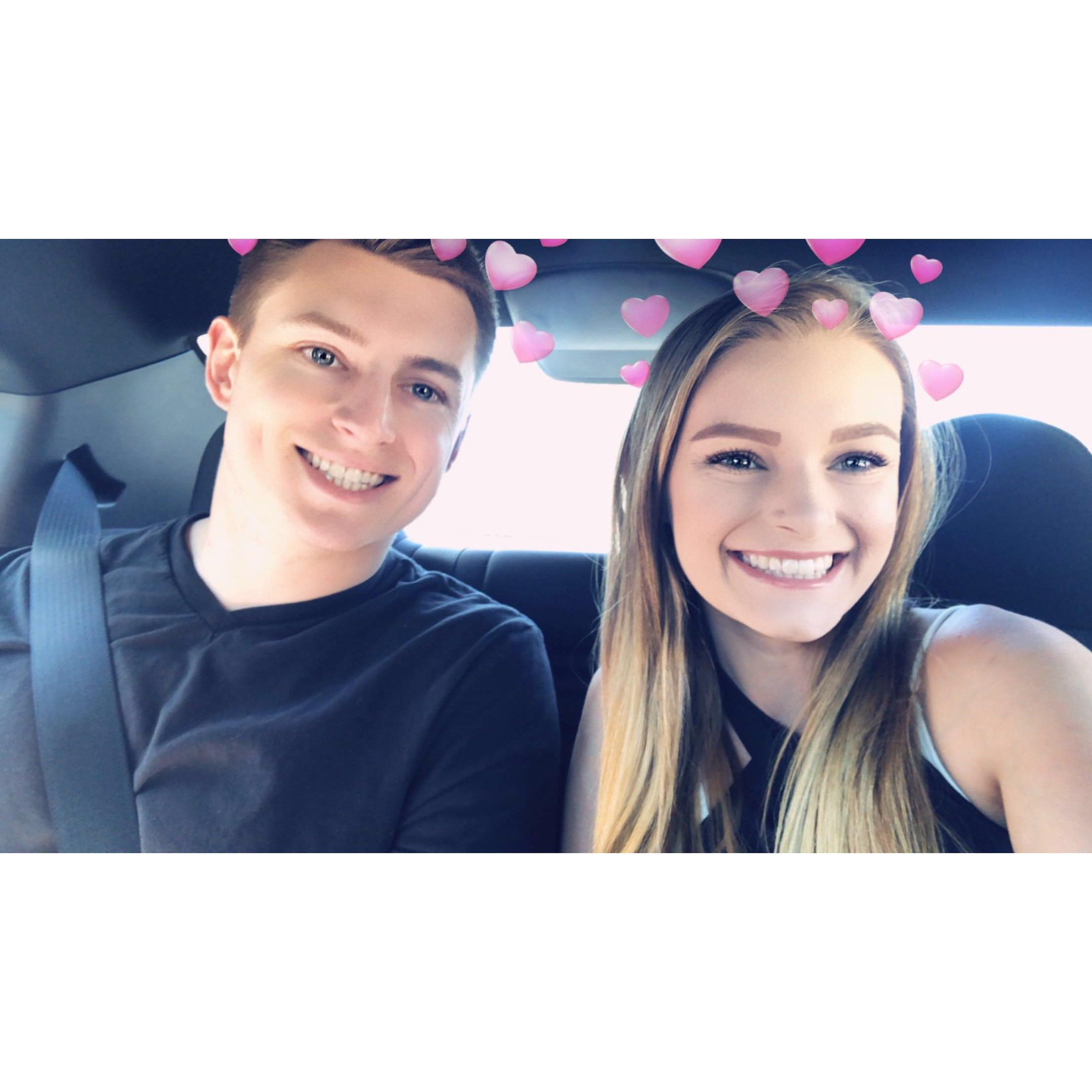 On our way to Emily's Aunt's birthday dinner!