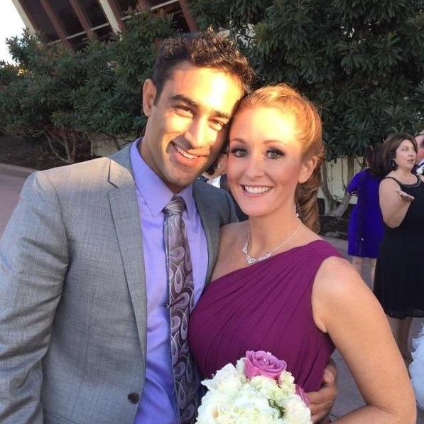 At Alisha and Tommy's wedding. We'd been dating for just a few months and Behan was asked to walk Kim down the aisle! Danielle's Fam knew he was special :) 2014