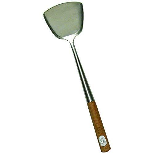 TableCraft 32405 Wok Spatula with Bamboo Handle, 14.5-Inch, Stainless Steel