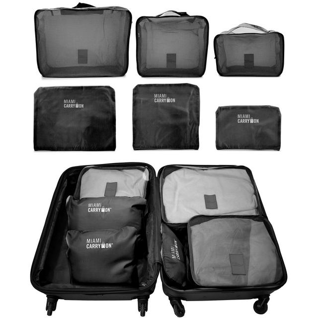 Miami CarryOn Set of 6 Packing Cubes, Travelers Luggage Organizer