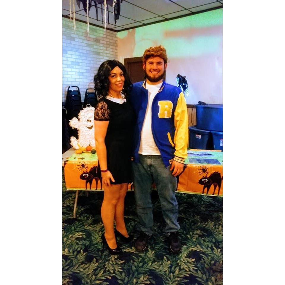 Taylor and Nathan as Archie and Veronica from Riverdale at the Haley Haen 3rd Annual Memorial Hollzerween Party. October 27, 2018