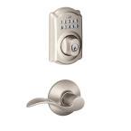 Camelot Satin Nickel Keypad Electronic Deadbolt and Accent Door Lever