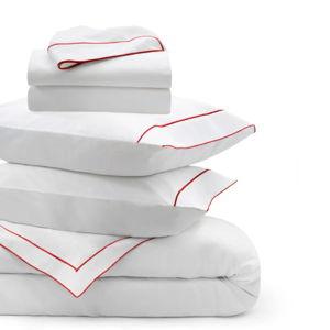 Red Poppy Salerno Percale Piped Bedding Bundle, Queen, No Flat Sheet
