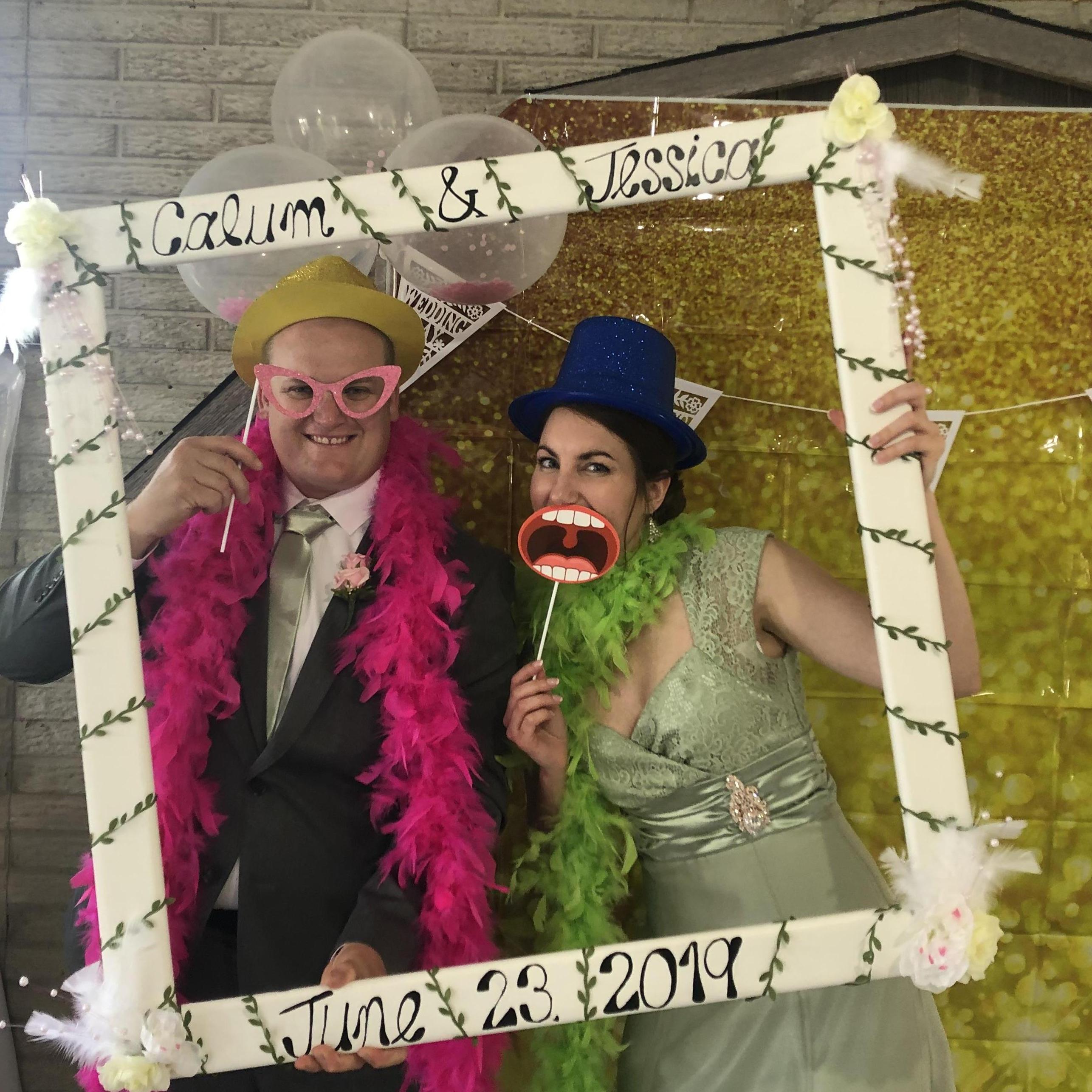 Jon found another pink boa to rock.  Congrats Jessica & Calum! Froelich, IA