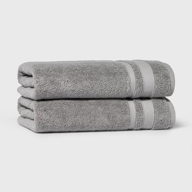 2pk Quick Dry Ribbed Bath Towel Set Light Gray - Threshold™