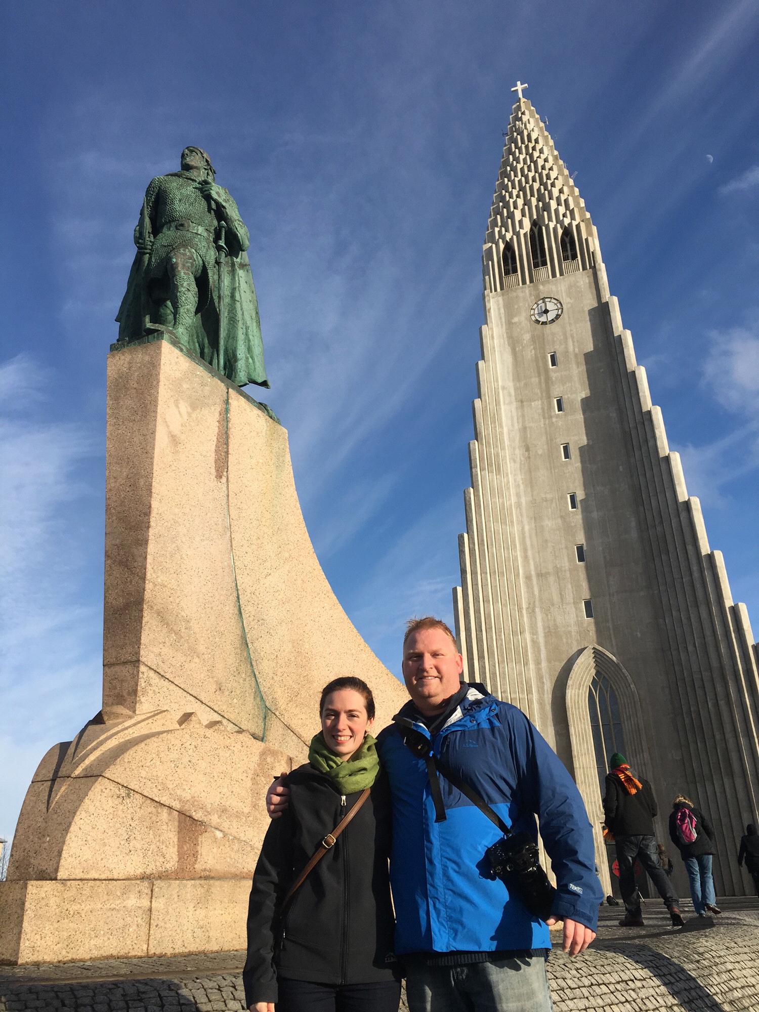 Hallgrimskirkja and Leif Eiriksson. We almost eloped here!