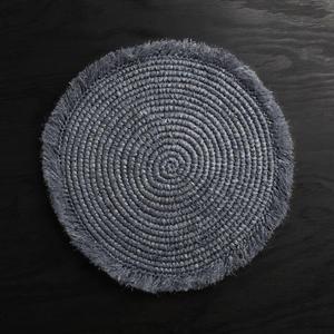 Sura Grey Fringe Round Woven Placemat