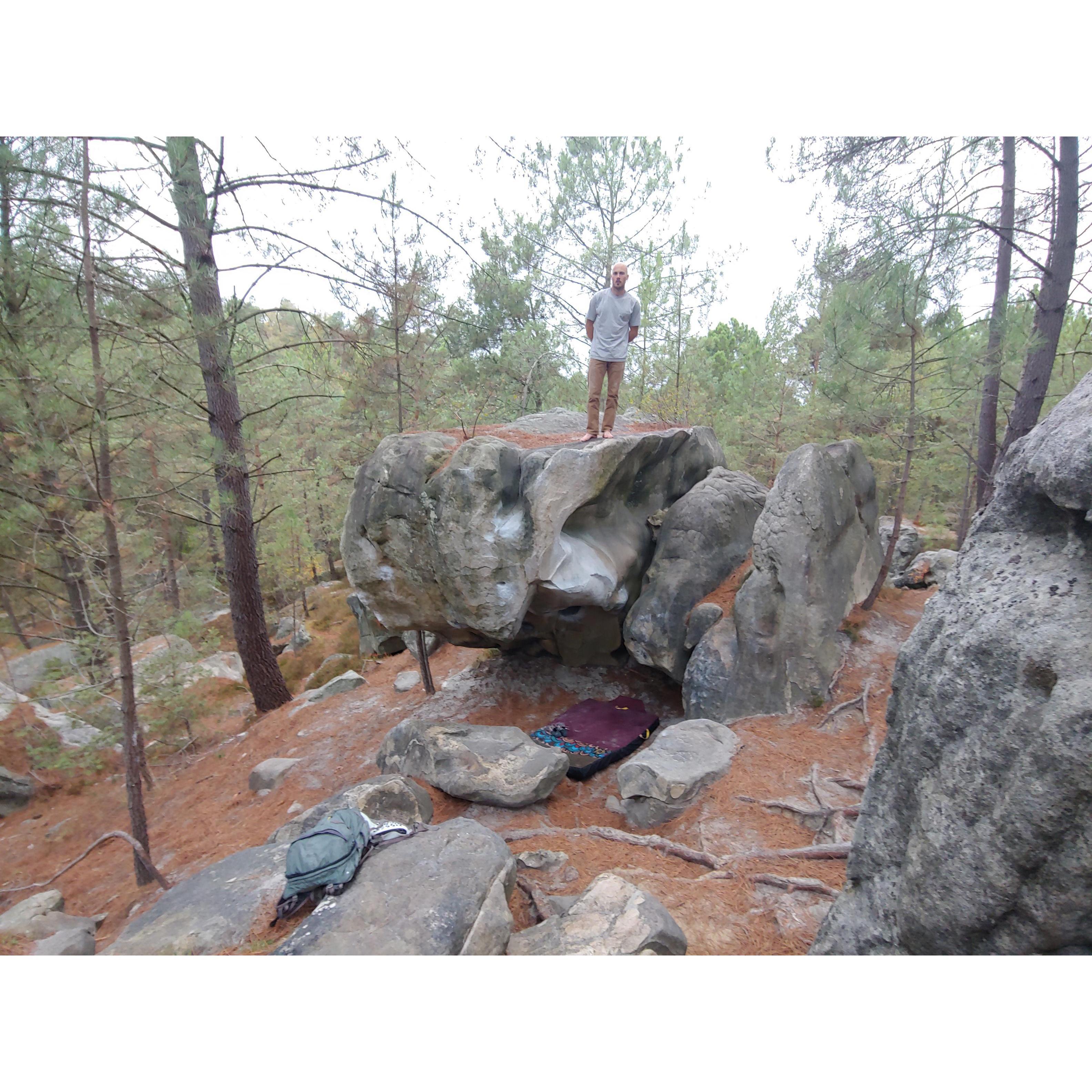 Duncan atop a route he completed.