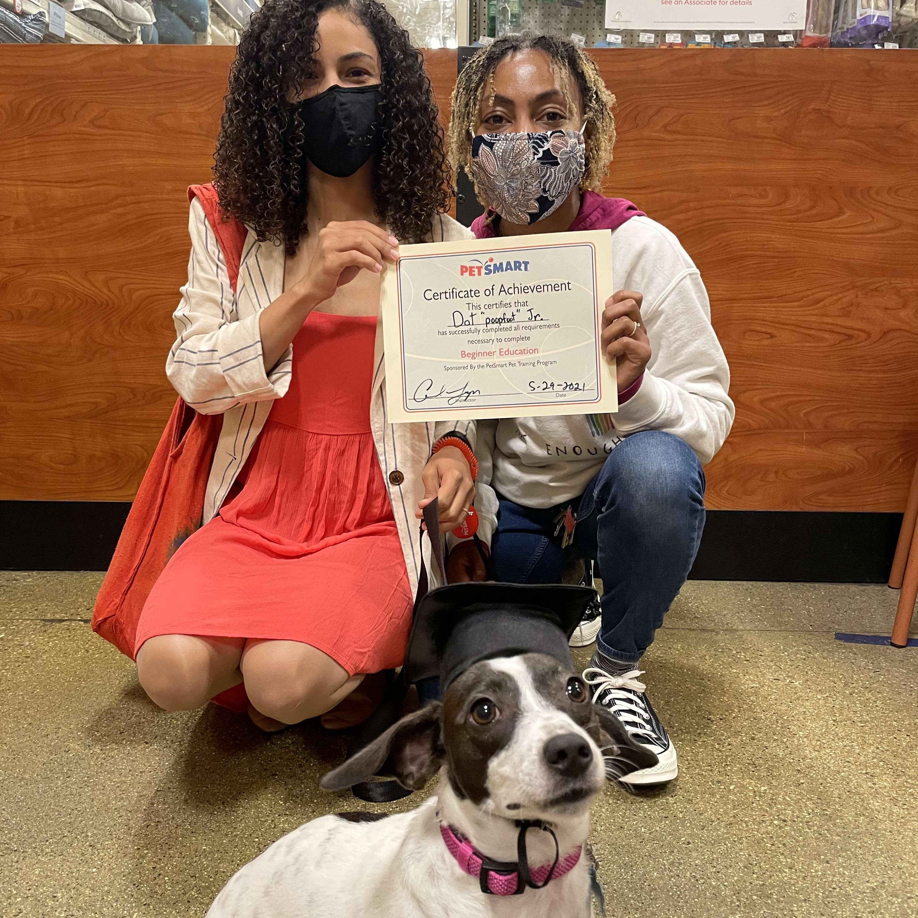 Our doggie, Dot, graduated from her training class.