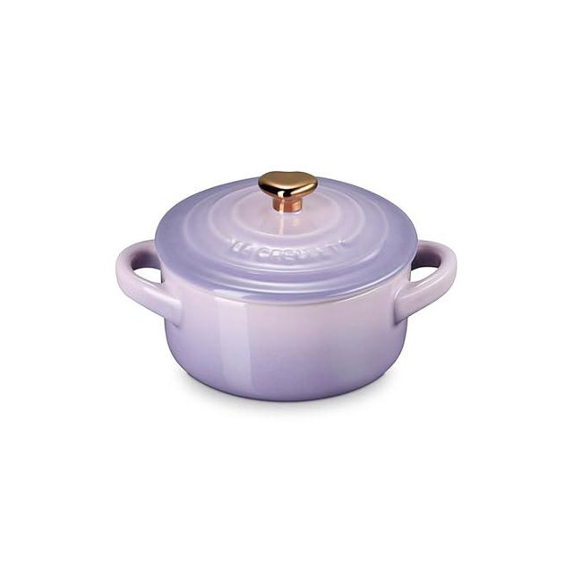 Le Creuset Stoneware Mini Round Cocotte, 8oz., Provence with Gold Heart Knob