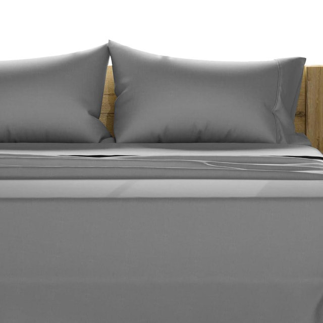 Texas Linen Co. 100% Egyptian Cotton Sheets King Size Set - 1200 Thread Count Egyptian Cotton Luxury Sheets King Size, 17" Deep Pocket, Soft, Cooling Sateen Weave Hotel Quality Bedding Set - Dark Grey