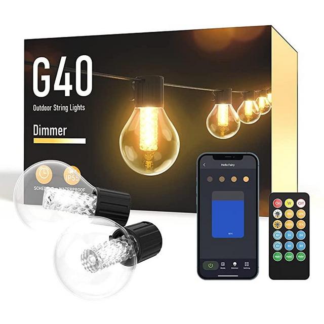 Aoycocr Outdoor String Lights with Dimmer - 25 Feet Patio Lights with Timer App Control 3 Modes 25 G40 Led Shatterproof Bulbs Waterproof Globe Hanging Light for Backyard Porch Balcony Yard Party Decor