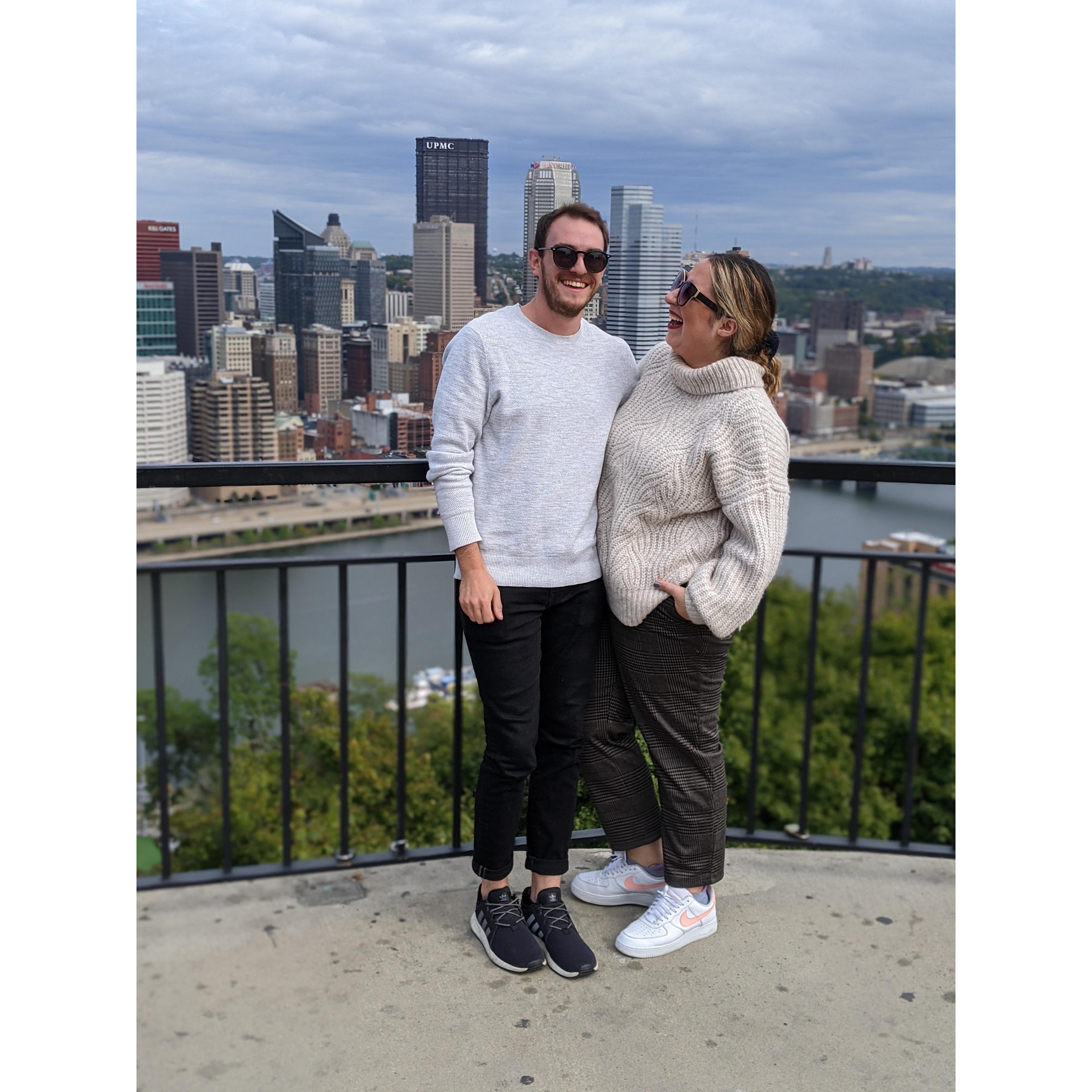 Visiting Abby in Pitt for her birthday. Laughing wherever we go.... even if we got in a fight hours later because jay threw out my hot dog before I could finish it and I got unreasonably upset. :)