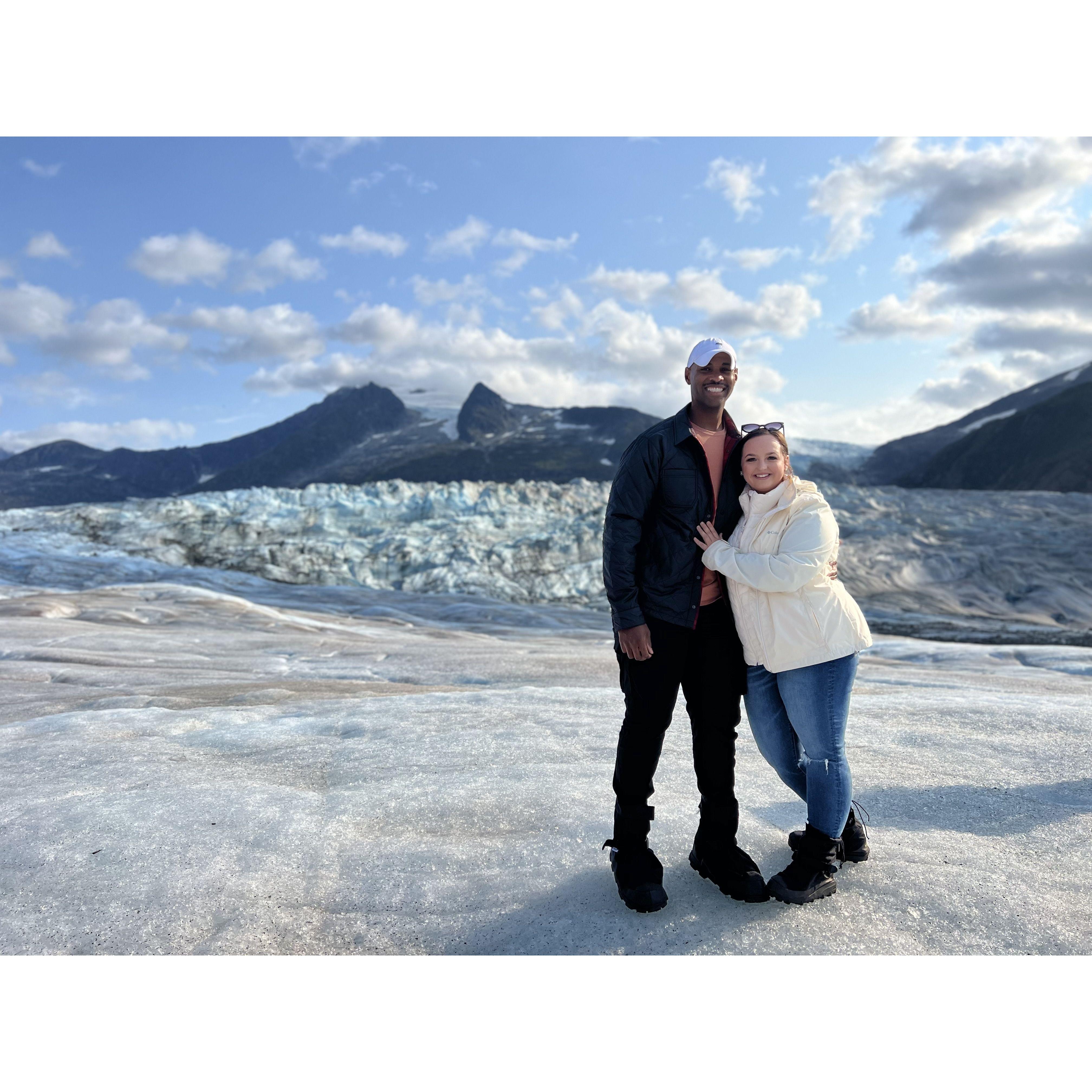 Atop the Mendenhall Glacier in Alaska!
