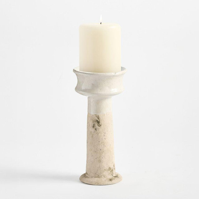 French Pot Pillar Holders, Large, Ivory