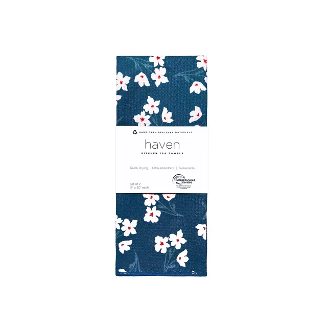 Set of 2 Printed GRS Microfiber Towels - 18 x 30" - Hydrangea