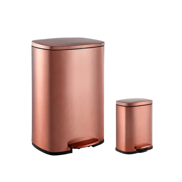 happimess Connor Rectangular 13-Gallon Trash Can with Soft-Close Lid and FREE Mini Trash Can, Rose Gold