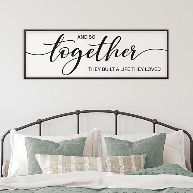 GraceView And So Together They Built A Life They Loved Wall Decor - 42”X15” And So Together They Built A Life They Loved Framed Wall Decor for Bedroom Wall Decor Above Bed for bedroom Aesthetic And Minimalist Wall Art Canvas (Black)