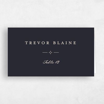 Black Modern Wedding Place Card - Finnian