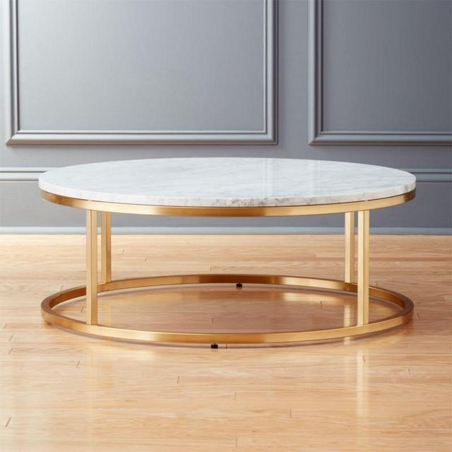 CB2 Smart Round Marble Brass Coffee Table
