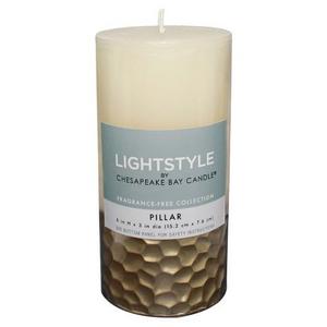 Fragrance Free Pillar Candle - Cream/Gold - 6" - Chesapeake Bay Candle