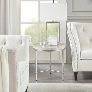 Reese Round End Table with Marble Veneer Top