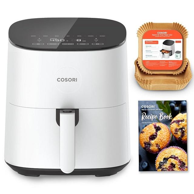 COSORI Air Fryer Pro LE 5-Qt Airfryer, With 20PCS paper liners, 10 Functions that Dry, Bake, Roast &Preheat, Shake Reminder, Up to 450℉, 85% Oil less, Compact, 130+ Recipes, Dishwasher Safe, White