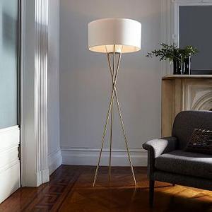 Mid-Century Tripod Floor Lamp - Antique Brass