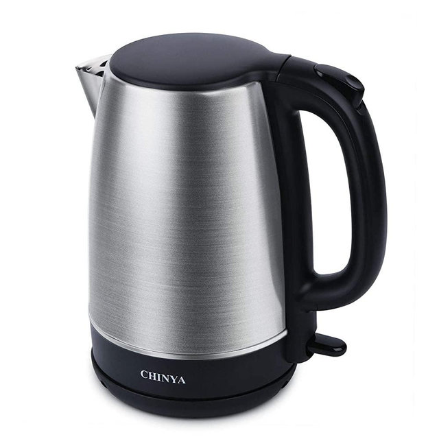 CHINYA Electric Kettle, 1.7 Liter Stainless Steel Tea Kettle with Blue LED Light , Fast Heating Countertop Tea Maker Hot Water Boiler with Auto Shut-Off & Boil Dry Protection, Black