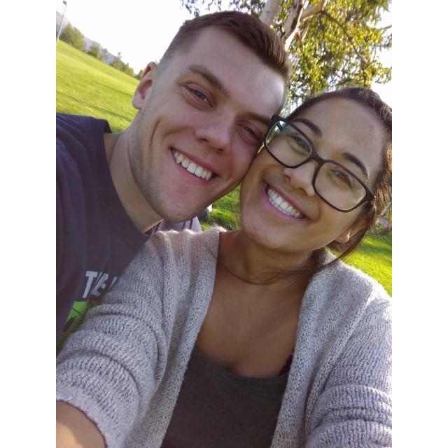Enjoying our new life together in Alaska, we walked to a park and soaked up the sun.