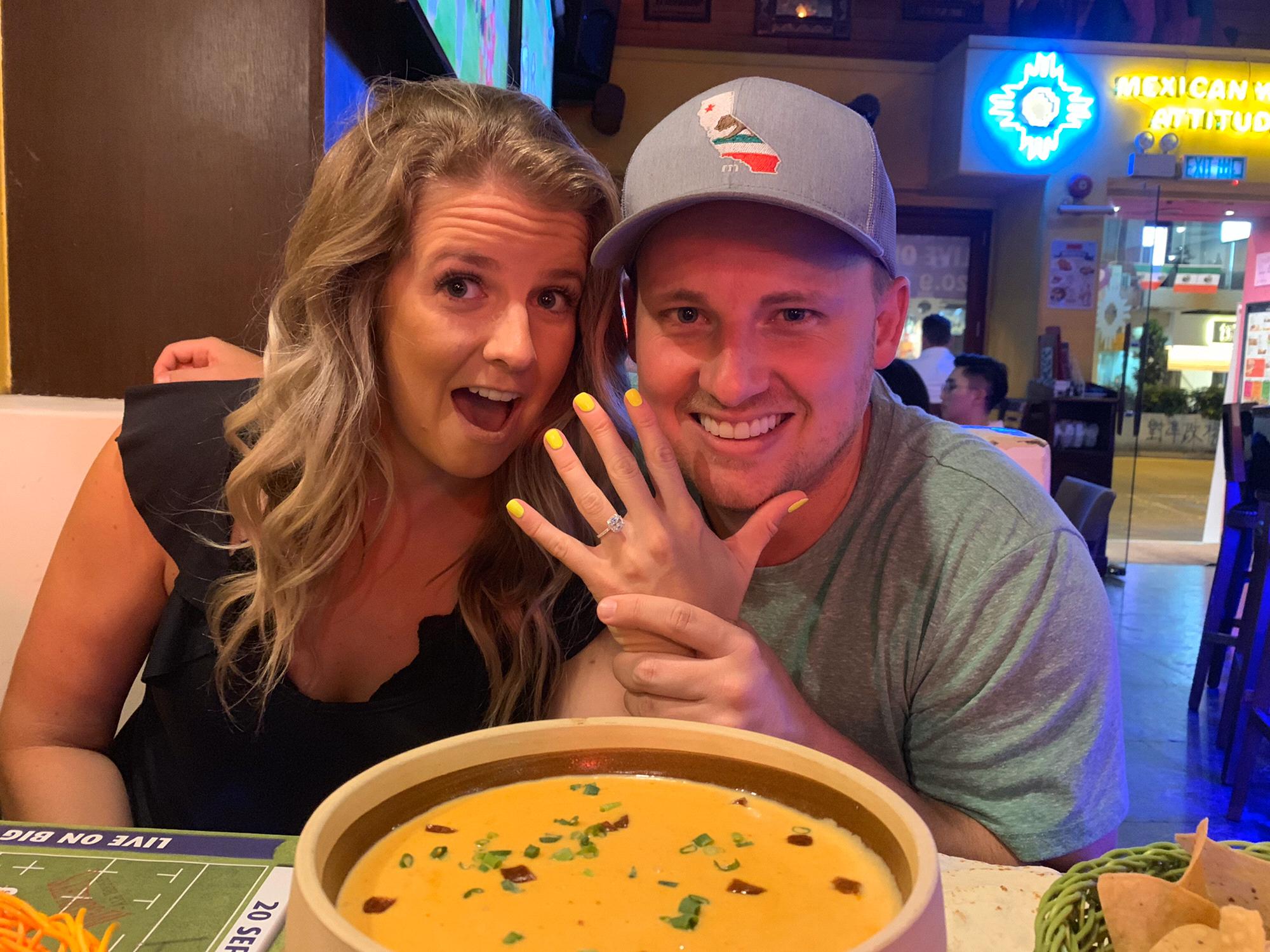 First dinner out as an engaged couple battling through protesters to get Tyler some nostalgic queso