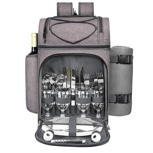 Hap Tim Picnic Backpack for 4 Insulated, Cool Bridal Shower Gifts for Bride, Engagement Gifts for Couples Newly Engaged Unique, Mr and Mrs Gifts, Couples Gifts, Wedding Gifts（36079-G）