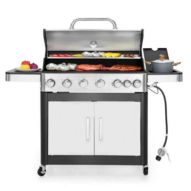 Garden GROTTO 6-Burner Propane BBQ Grill with Side Burner - 665 sq. in. Cooking Area & 65,800 BTU Output