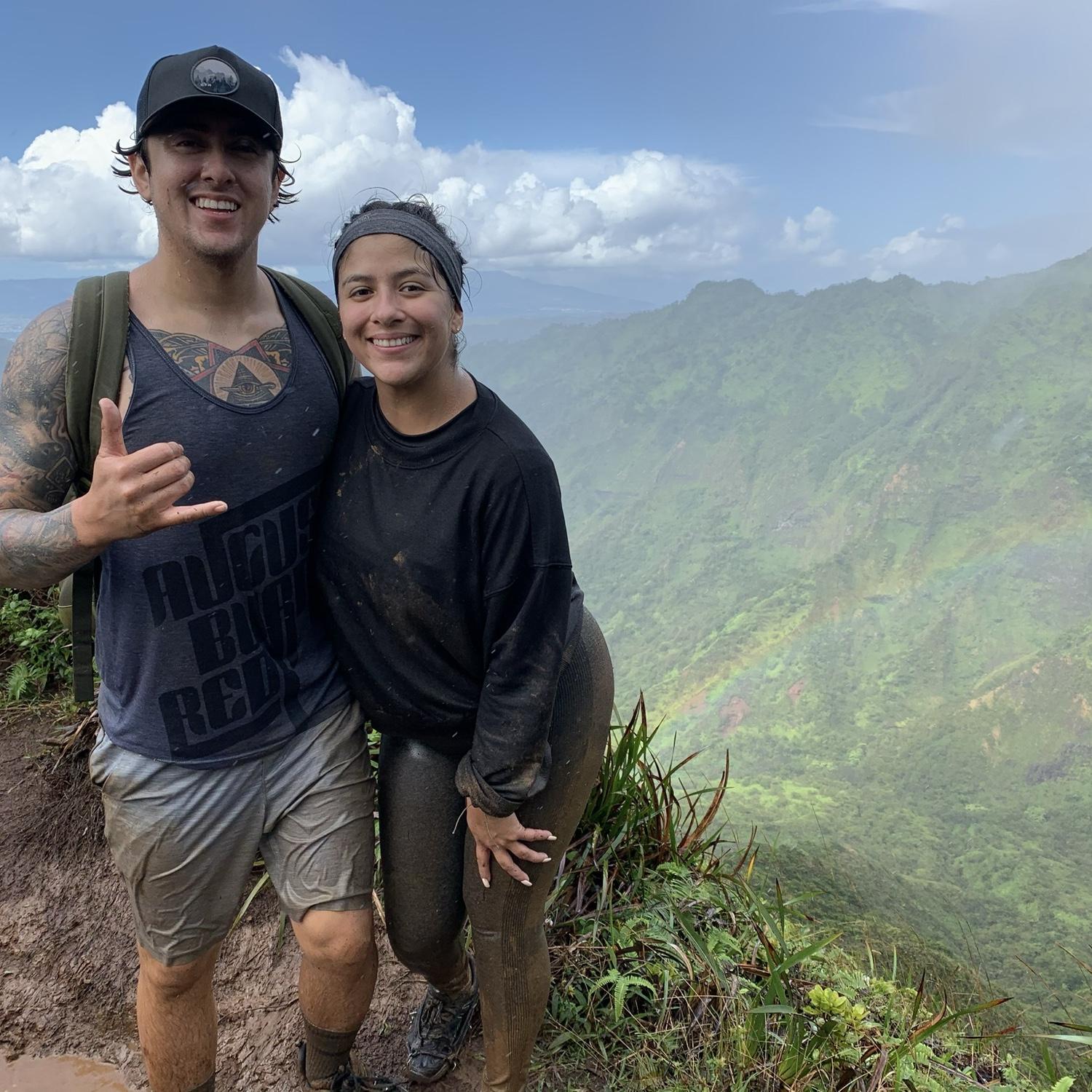 Our first trip out-of-state: Oahu, Hawaii. We winged this hike. Started at 4am and didn't make it down until 3:30pm and shared one water bottle and granola bar.